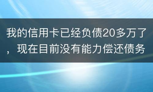 我的信用卡已经负债20多万了，现在目前没有能力偿还债务，请问可以申请破产吗