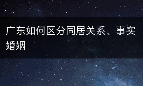 广东如何区分同居关系、事实婚姻