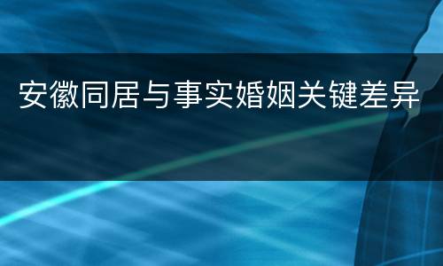 安徽同居与事实婚姻关键差异