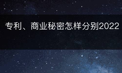 专利、商业秘密怎样分别2022