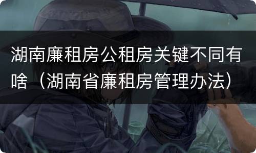 湖南廉租房公租房关键不同有啥（湖南省廉租房管理办法）