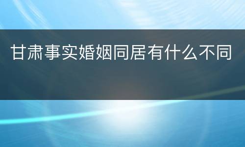 甘肃事实婚姻同居有什么不同