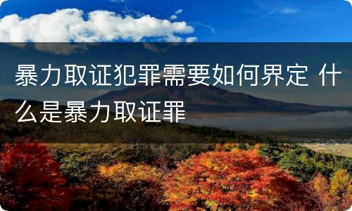 暴力取证犯罪需要如何界定 什么是暴力取证罪