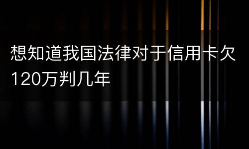 想知道我国法律对于信用卡欠120万判几年