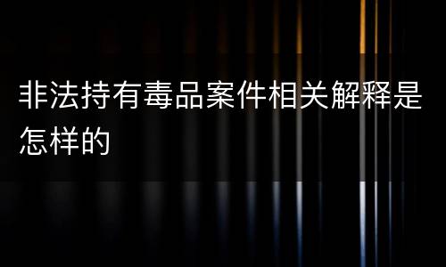 非法持有毒品案件相关解释是怎样的