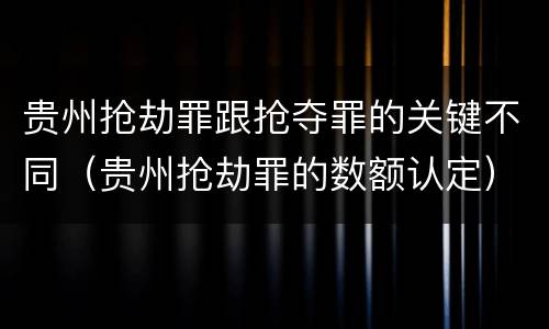 贵州抢劫罪跟抢夺罪的关键不同（贵州抢劫罪的数额认定）