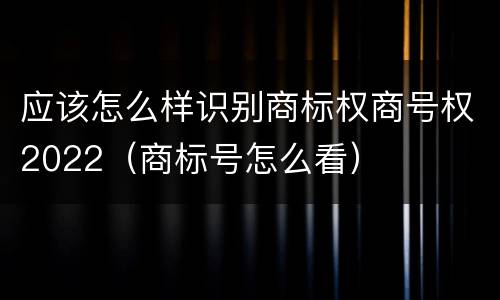 应该怎么样识别商标权商号权2022（商标号怎么看）