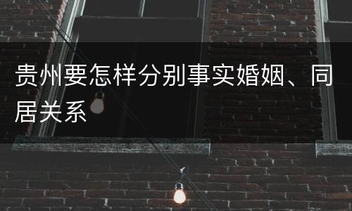 贵州要怎样分别事实婚姻、同居关系