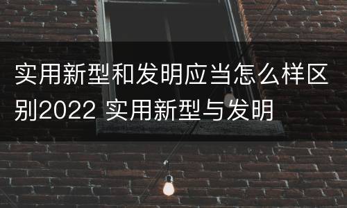 实用新型和发明应当怎么样区别2022 实用新型与发明