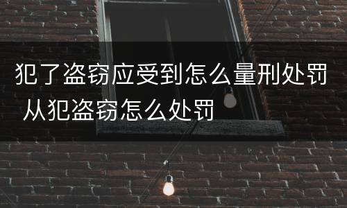 犯了盗窃应受到怎么量刑处罚 从犯盗窃怎么处罚