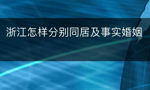 浙江怎样分别同居及事实婚姻