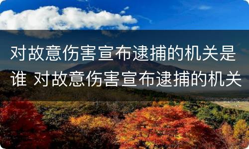 对故意伤害宣布逮捕的机关是谁 对故意伤害宣布逮捕的机关是谁管辖