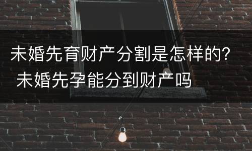 未婚先育财产分割是怎样的？ 未婚先孕能分到财产吗