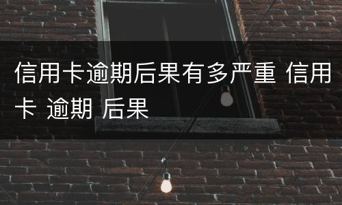 信用卡逾期后果有多严重 信用卡 逾期 后果