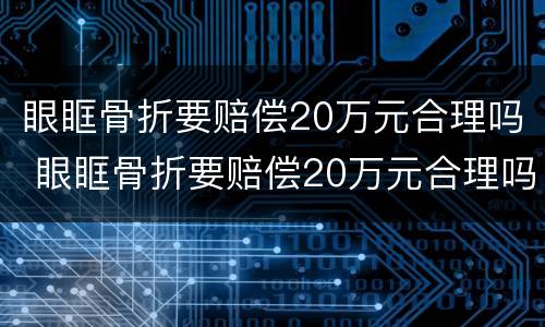 眼眶骨折要赔偿20万元合理吗 眼眶骨折要赔偿20万元合理吗为什么