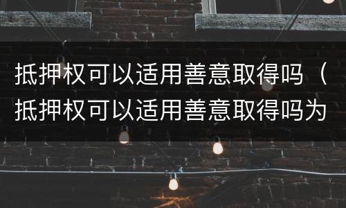 抵押权可以适用善意取得吗（抵押权可以适用善意取得吗为什么）