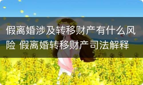 假离婚涉及转移财产有什么风险 假离婚转移财产司法解释