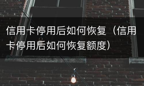 信用卡停用后如何恢复（信用卡停用后如何恢复额度）