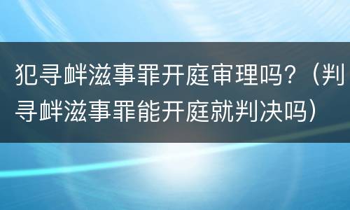 犯寻衅滋事罪开庭审理吗?（判寻衅滋事罪能开庭就判决吗）