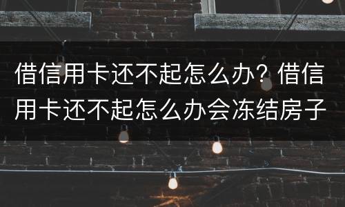 借信用卡还不起怎么办? 借信用卡还不起怎么办会冻结房子吗