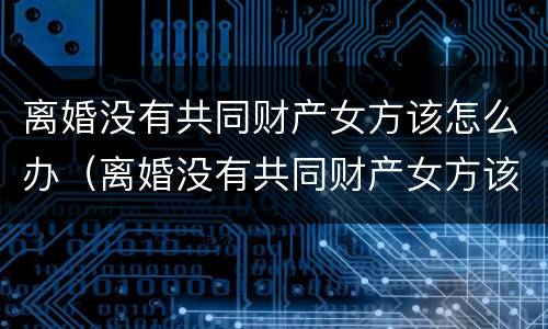 离婚没有共同财产女方该怎么办（离婚没有共同财产女方该怎么办手续）