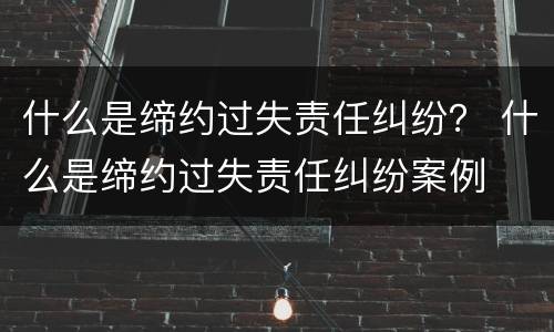 什么是缔约过失责任纠纷？ 什么是缔约过失责任纠纷案例