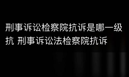 刑事诉讼检察院抗诉是哪一级抗 刑事诉讼法检察院抗诉