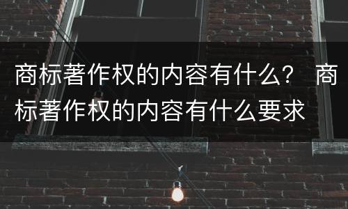 商标著作权的内容有什么？ 商标著作权的内容有什么要求