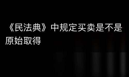 《民法典》中规定买卖是不是原始取得