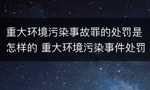 重大环境污染事故罪的处罚是怎样的 重大环境污染事件处罚