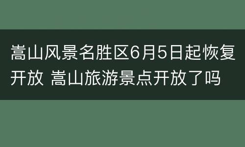 嵩山风景名胜区6月5日起恢复开放 嵩山旅游景点开放了吗