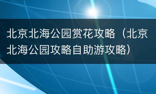 北京北海公园赏花攻略（北京北海公园攻略自助游攻略）