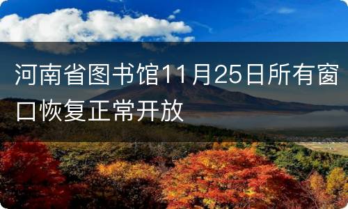 河南省图书馆11月25日所有窗口恢复正常开放