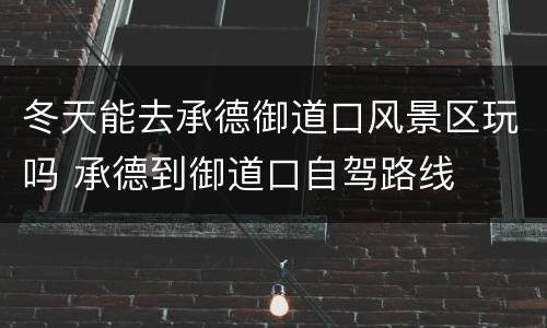 冬天能去承德御道口风景区玩吗 承德到御道口自驾路线