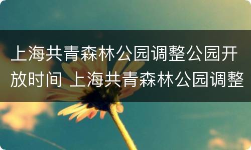 上海共青森林公园调整公园开放时间 上海共青森林公园调整公园开放时间表