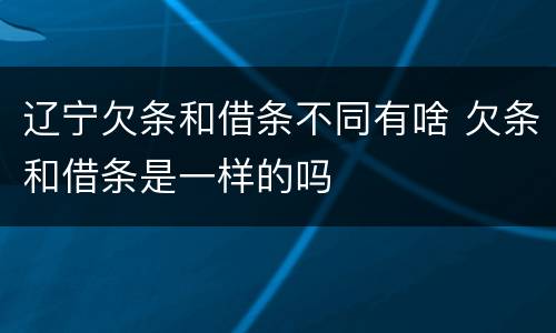 辽宁欠条和借条不同有啥 欠条和借条是一样的吗