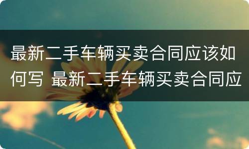 最新二手车辆买卖合同应该如何写 最新二手车辆买卖合同应该如何写才正确