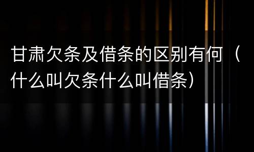 甘肃欠条及借条的区别有何（什么叫欠条什么叫借条）