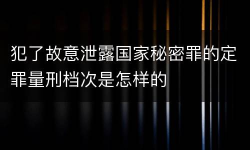 犯了故意泄露国家秘密罪的定罪量刑档次是怎样的