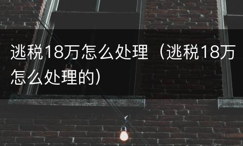 逃税18万怎么处理（逃税18万怎么处理的）