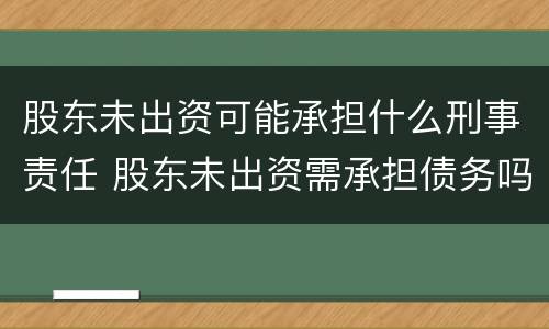 股东未出资可能承担什么刑事责任 股东未出资需承担债务吗