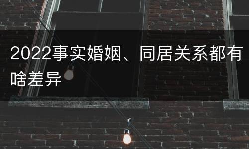 2022事实婚姻、同居关系都有啥差异