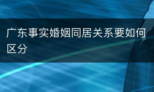 广东事实婚姻同居关系要如何区分