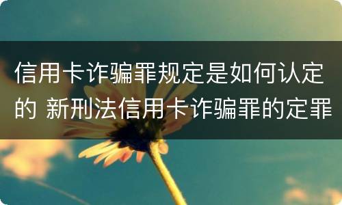 信用卡诈骗罪规定是如何认定的 新刑法信用卡诈骗罪的定罪标准?