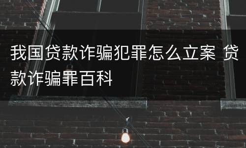 我国贷款诈骗犯罪怎么立案 贷款诈骗罪百科