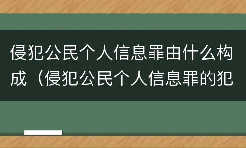 侵犯公民个人信息罪由什么构成（侵犯公民个人信息罪的犯罪构成）