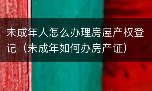 未成年人怎么办理房屋产权登记（未成年如何办房产证）