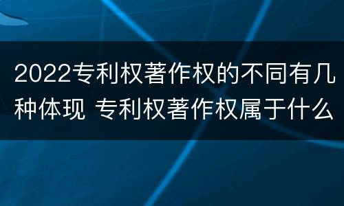 2022专利权著作权的不同有几种体现 专利权著作权属于什么资产