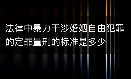 法律中暴力干涉婚姻自由犯罪的定罪量刑的标准是多少