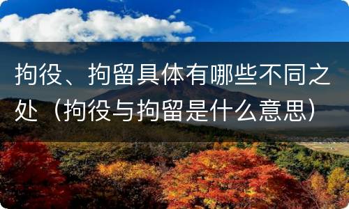 拘役、拘留具体有哪些不同之处（拘役与拘留是什么意思）